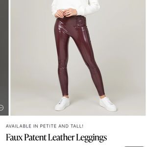 Spanx Faux Patent Leather Wine Colored Leggings